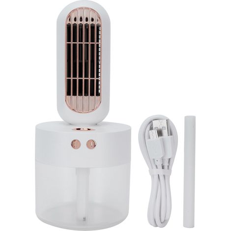 Ventilateur de bureau multifonction avec brumisateur, oscillation et charge USB - Blanc (1/5)
