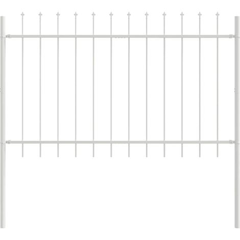 Clôture de jardin, Barrière de jardin avec sommet en pointe blanche 1,7x0,8 m en acier CFW96332 (1/5)