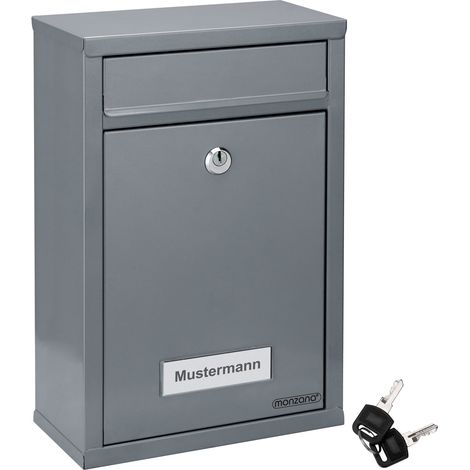 MONZANA® Lockable Letter Box Including 2 Keys Wall Mounted Mailbox Weatherproof Galvanised Steel With Name Plate Modern Post Box System Design Metal Silver (1/5)