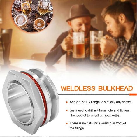 Bride de cuve de brassage maison 1,5" en acier inoxydable 304, raccord sans soudure, passthrough pour chaudière, kit de montage robuste, compatible perçage, accessoire de qualité professionnelle pour (1/5)