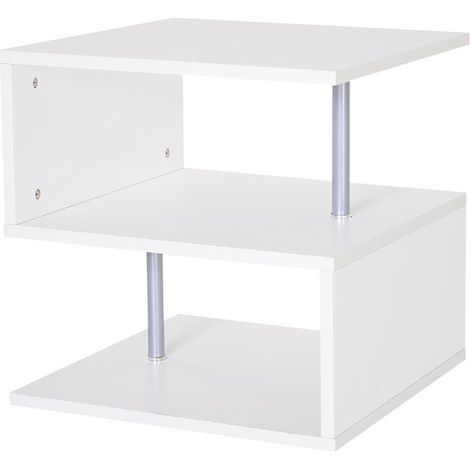 MODERNO TAVOLINO BASSO DA SALOTTO IN LEGNO BIANCO. 50X50X50CM (1/5)