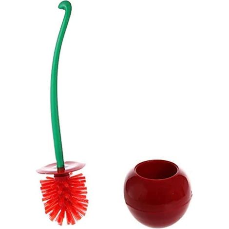 Brosses WC en Forme de Cerise avec Support Bol Long Manche, Outil de Nettoyage de Salle de Bain Domestique et Base pour l'organisation du Rangement (1/5)