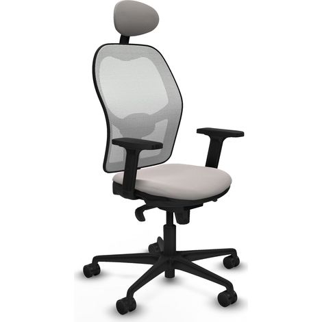 Jorquera sincro malla blanca similpiel blanco brazos 2D base nailon cabecero fijo ruedas 65mm nailon (1/5)