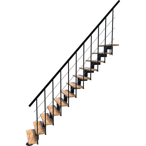 Escalier droit 13 marches - Hauteur à franchir 2.78 à 3.36m - Noir et bois - COMFO80/I/NB-13