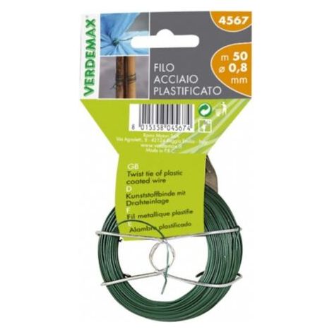 VERDEMAX - FILO TONDO IN ACCIAIO PLASTIFICATO - 50M / Ø0,8MM (1/5)