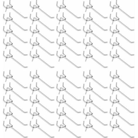 royaluxe -50 Pièces Crochets pour Panneau Perforé,Crochets pour étagères Murales pour Affichage Panneau Perforé Garage Magasin Outils Rangement Cintre Crochets pour étagères Murales (1/5)