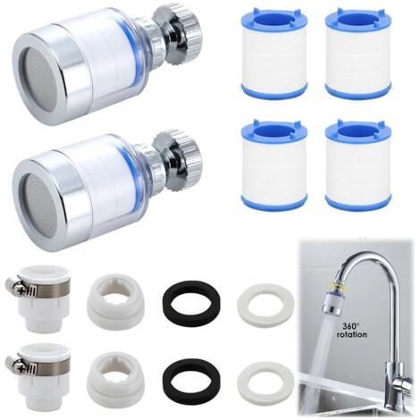 2 Piece Tap Water Filter, Anti-Limescale Tap Filter, Advanced Purification of Tap Water, Removes Chlorine, Heavy Metals, Easy and Quick Installation, Transparent Design (1/4)
