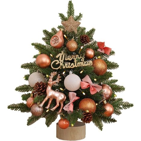 Árbol de Navidad de mesa en miniatura - Árbol artificial pequeño de 45 cm - Adornos navideños con bolas decorativas - Decoración navideña DIY - Accesorios para el hogar, la oficina o fiestas (1/4)