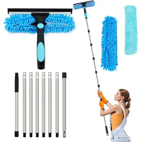 3,1 m langes Fensterreinigungsset,3-in-1 Teleskop-Fensterreiniger,blau (1/2)