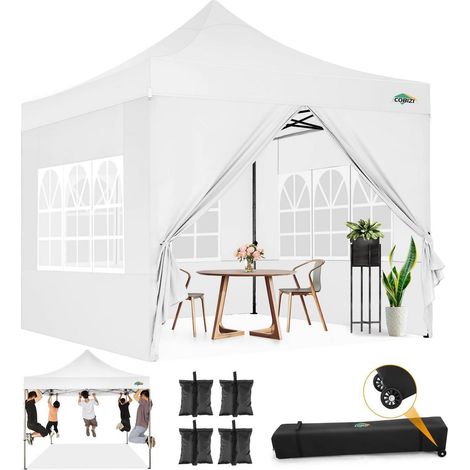 Faltpavillon 3x3m wasserdicht, winterfest, mit 4 Seitenteilen und Roll-Tasche (1/5)