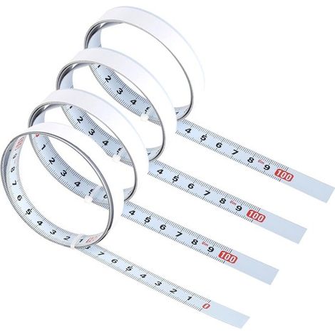 Cinta métrica autoadhesiva, Juego de 4-1 m, Centímetro adhesivo, Acero al carbono duradero, Cinta métrica, encimeras, mesas de sierra, Blanca (1/5)