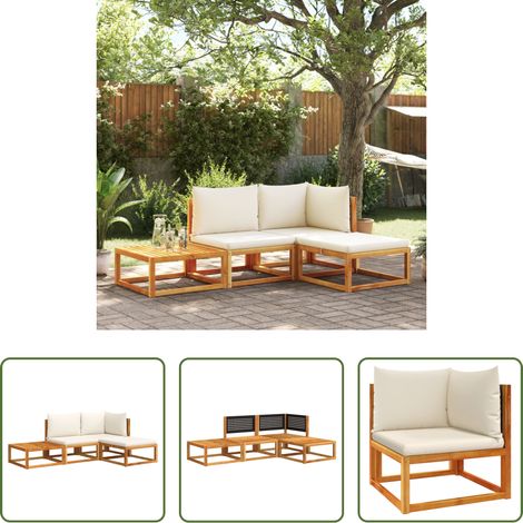 Rotin - Ensemble de canapés de jardin 4 pièces avec coussins en bois d'acacia et rotin (1/5)