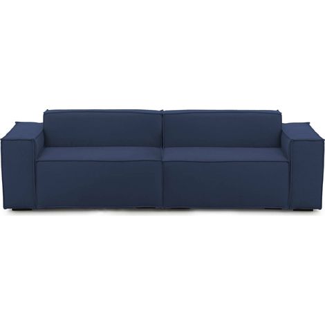 Dmora - Festes Sofa Dmelucc, Lineares modulares 3-Sitzer-Sofa, 100% Made in Italy, Modernes Wohnzimmersofa aus Stoff, Cm 260x95h70, Blau