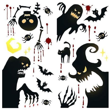 Halloween Arrangement Ghosts Bats Skulls Spiders Living Room Window Glass Interior Decoration Wall Stickers (1/5)