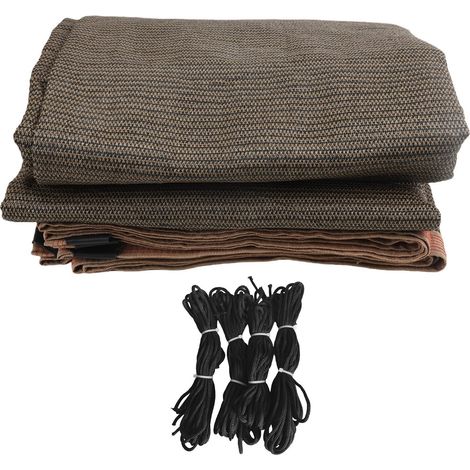 Rete ombreggiante 3 x 3 metri con 16 occhielli rinforzati. Ideale per serre, pergolati, patii e giardini. Marrone, 100 g/m². (1/5)