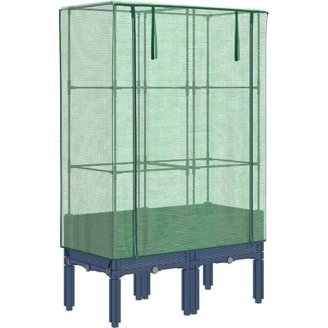 Maison Exclusive - Hochbeet mit Gewächshaus-Aufsatz Rattan-Optik