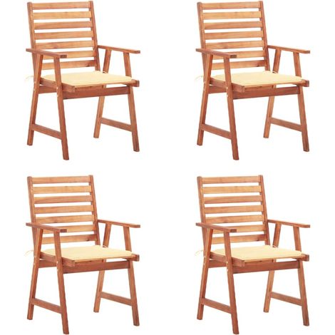 Garten-Essstühle 4 Stk. mit Kissen Massivholz Akazie (1/5)