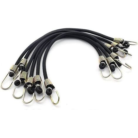 10x Spanngummis mit Haken 25cm Schwarz, Gepäckspanner für Transport & Camping
