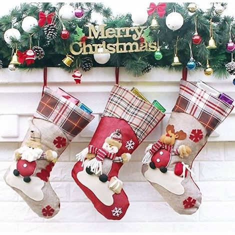 Chaussettes De Noël 3 PiècesChaussettes De Noël Personnalisées Sacs-Cadeaux (1/4)
