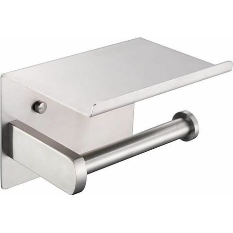 royaluxe - Porte-rouleau avec étagère en argent, économiser de l'espace (1/4)