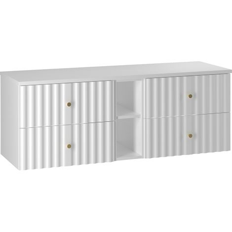 Waschtischunterschrank 140cm Izae mit 4 Schubladen, Weiß
