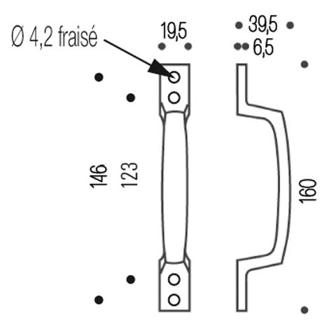 Poignée de tirage droite aluminium poli 788 Rivalum longueur 190 mm - VACHETTE (1/2)