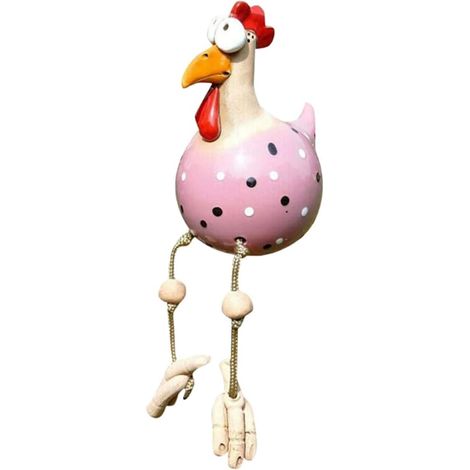 Poulet Décoratif, Coq Résine et Céramique 25 cm, Décoration de Jardin Piquet de Jardin Figurine Patio Résistant aux Intempéries (Style C)-Fei Yu (1/2)