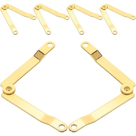 Lot de 6 Charnières en Fer Doré pour Boîtes en Bois, Supports de Couvercle Robustes Fixation par Emboîtement, Charnières Universelles pour Coffres et Boîtes à Bijoux, pour (1/5)