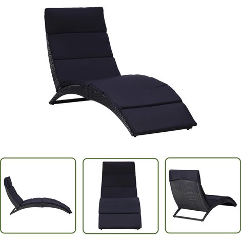 The Living Store Sonnenliege mit Auflage Poly Rattan Schwarz - Sonnenliege - Gartenliege - Relax Liege - Poolliege - Outdoor Möbel (1/5)