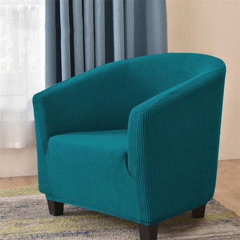 Jacquard Housse de Canapé Tub Chair Housse Fauteuil Club Extensible Lavable Antidérapant(Turquoise) (1/3)