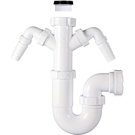 Sifón curvo con racor extensible y 2 tomas electrodomésticos  R-83 - RIUVERT (1/2)