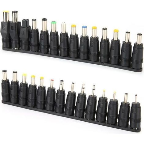 28pcs embouts d\'adaptateur d\'alimentation cc 5.5x2.1mm tête de conversion de charge universelle femelle pour ordinateur portable-CWU (1/4)
