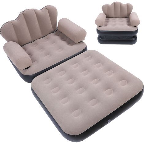 Portable inflatable sofa bed - padded, coffee color, for home/travel/camping, decor project (1/5)