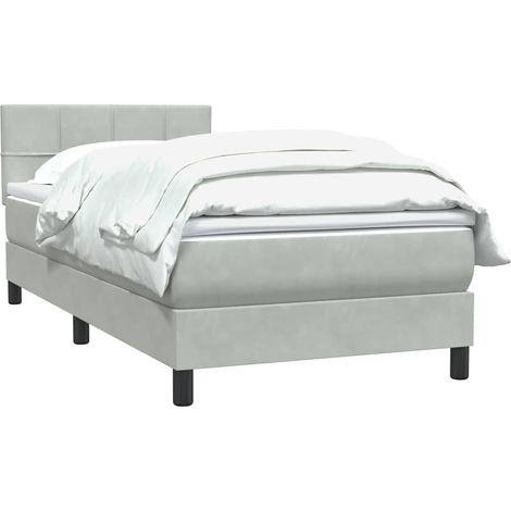 vidaXL Sommier à lattes de lit et matelas gris clair 80x220 cm velours