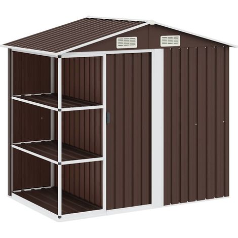 Abri de jardin avec étagère Marron 205x130x183 cm Fer