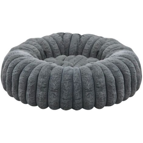 QORVA-Panier pour Chien, Panier pour Chat de Taille Petite, 50 cm de Diamètre, Rembourrage Doux, Antidérapant, Gris Tourterelle