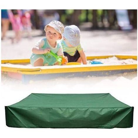 - Bâche Bac à Sable Couverture de bac à sable 120x120x20cm pour enfants petite couverture de bain carré vert imperméable à l'eau avec Cordon de Serrage Tissu Oxford 210D (1/5)