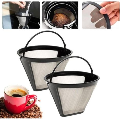 Lot de 2 filtres à café - En acier inoxydable - Réutilisables (1/5)