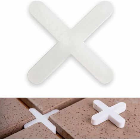 BRAVIX Croisillons de carrelage, 2 mm d'épaisseur, 100 pièces, Joints croisés pour un espacement régulier lors de la pose de carreaux, Les entretoises de joints croisés peuvent être jointoyées, 100 x (1/5)