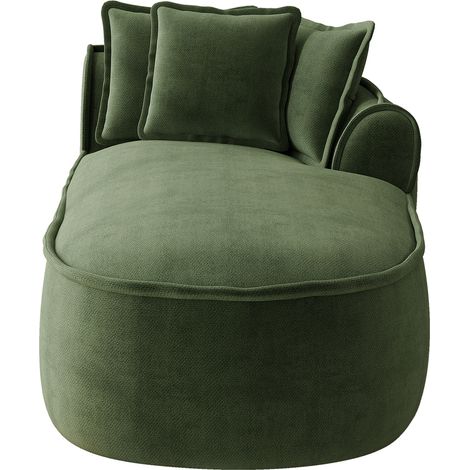 Canapé méridienne droite en chenille avec coussins, canapé moderne salon, vert (1/5)
