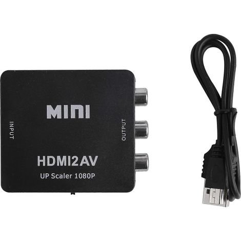 Adaptateur convertisseur vidéo composite AV MINI vers 3RCA CVBS Noir-- (1/5)