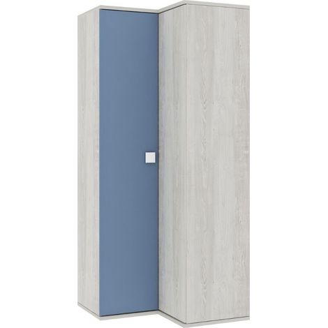 Armadio 98x96x223h angolare bianco consumato celeste (1/4)