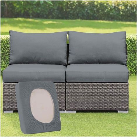 Housse De Coussin Exterieur Extensibles pour Salon De Jardin, Couleur Unie Housses de Coussin de Siège, Amovibles pour Intérieur et Extérieur, Terrasse Meubles (Gris,2PCs Length 50-65cm) (1/4)