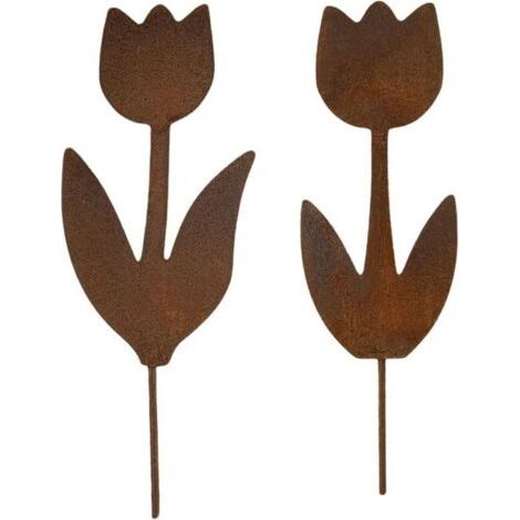 Bardusch-2 pièces Décoration de Jardin rouillée,Piquet de Jardin en Métal Rouillé,Déco Extérieur Rouille Naturelle,pour Décoration de Tronc de Branche d'arbre pour Jardin Patio Parc et Clôture (1/5)