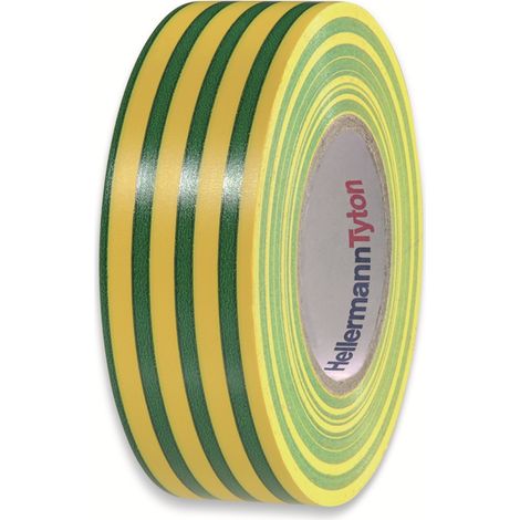 Ruban isolant HELLERMANNTYTON, 710-00157, HelaTapeFlex15, vert-jaune, 19mmx20m