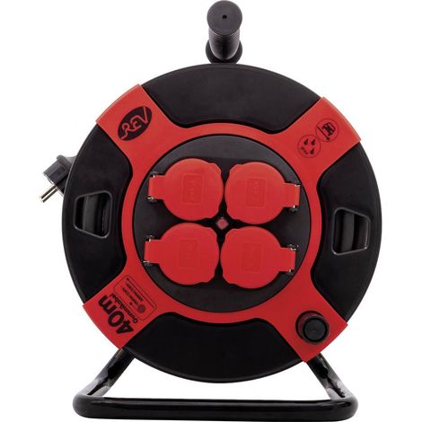 Bobina per cavi 40m 4-uscita IP 44 Plastica H07RN-F 3G1,5 Nero nero nero