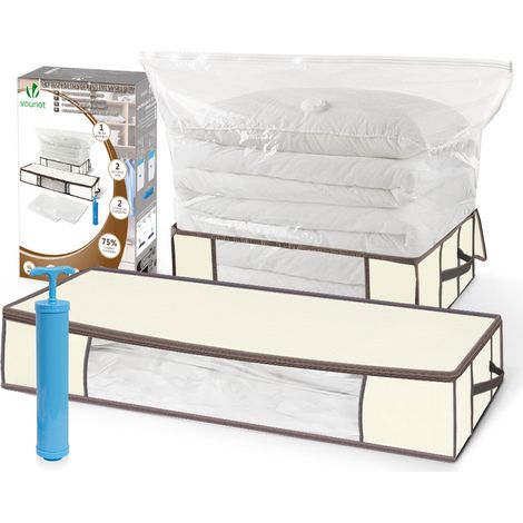 VOUNOT Vacuum Storage Bags for Clothes, Duvets, Pillows, Blankets, Set of 5 Underbed Storage Bags