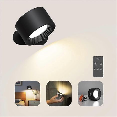Applique murale à piles, éclairage intérieur orientable à 360°, 3 modes de couleur, 3 niveaux de luminosité (1/5)