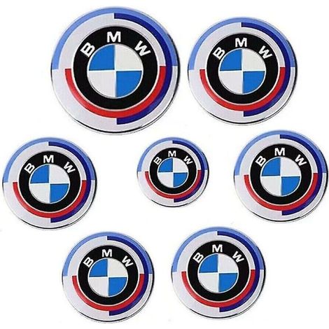Applicable au logo de voiture BMW en 7 pièces, logo avant et arrière exclusif limité du 50e anniversaire