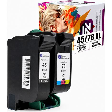 Inchiostro Inkdigo 45 XL 78 XL compatibile con HP Color Copier 180 DeskJet 1100c, certificato TÜV. (1/5)